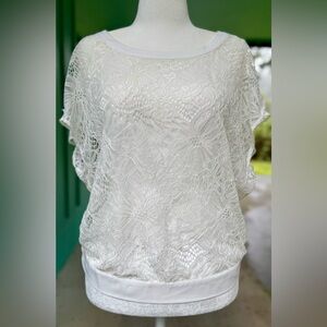 White lace CAbi blouse M